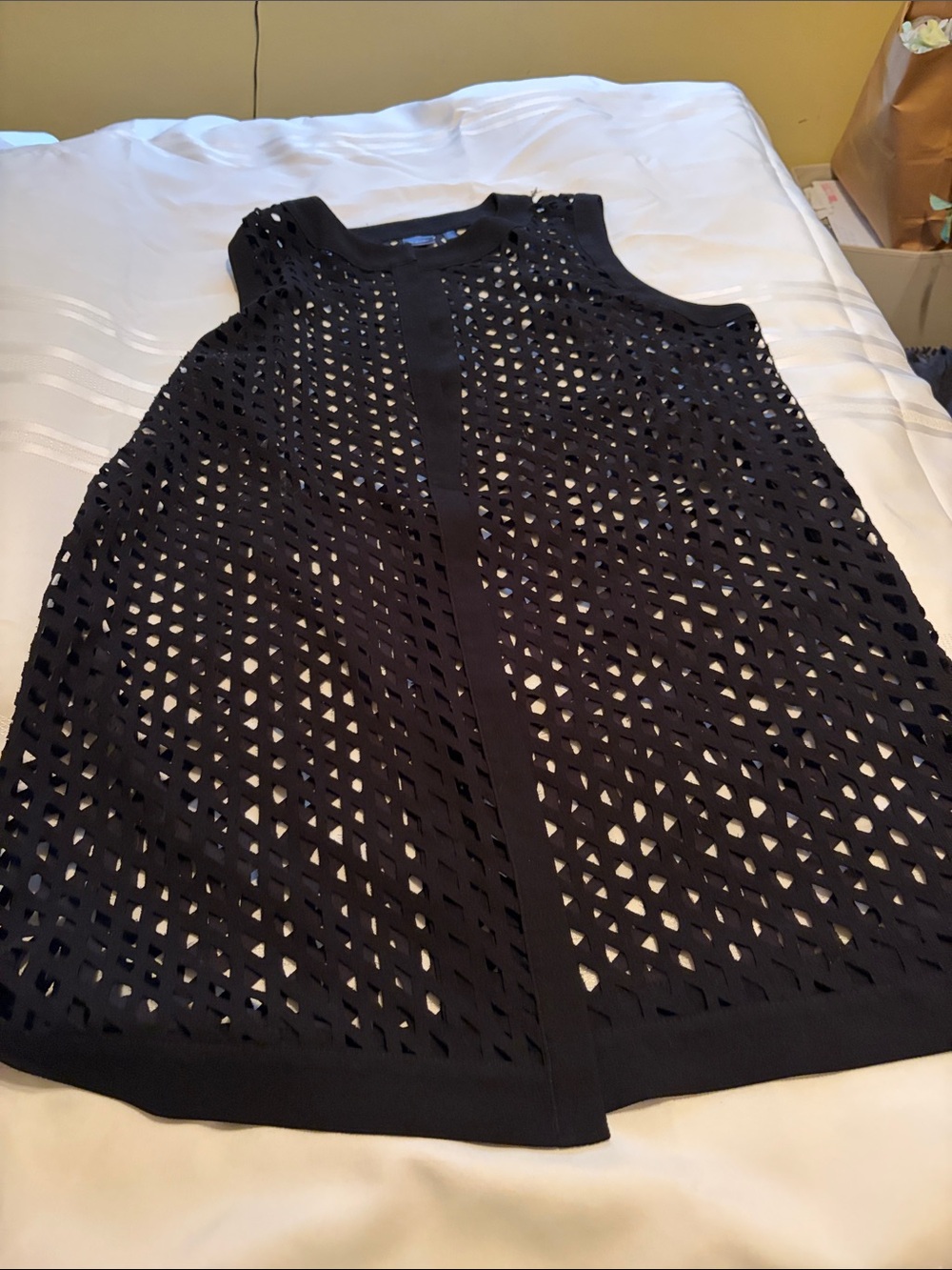 Rafaella Black Openwork Crochet Midi Dress Cover-Up